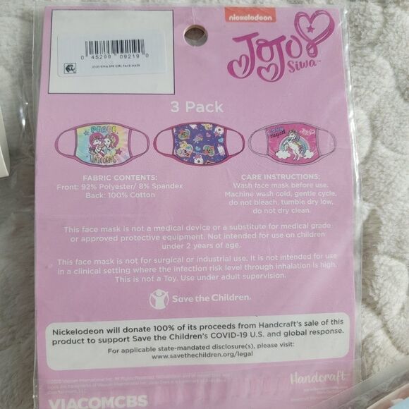 Kids face mask bundle Jojo Siwa floral rainbows pink striped - Picture 2 of 7
